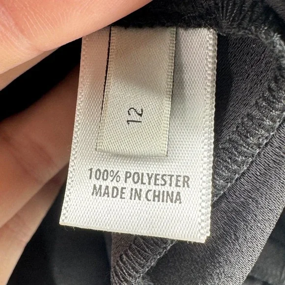 ST. JOHN‎ Black Crepe Silk Blend Long Sleeve Collared Shirt Dress Drawstring 12 - Picture 5 of 9